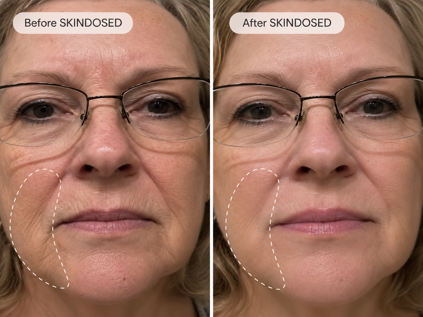 Before and after skincare comparison, image three